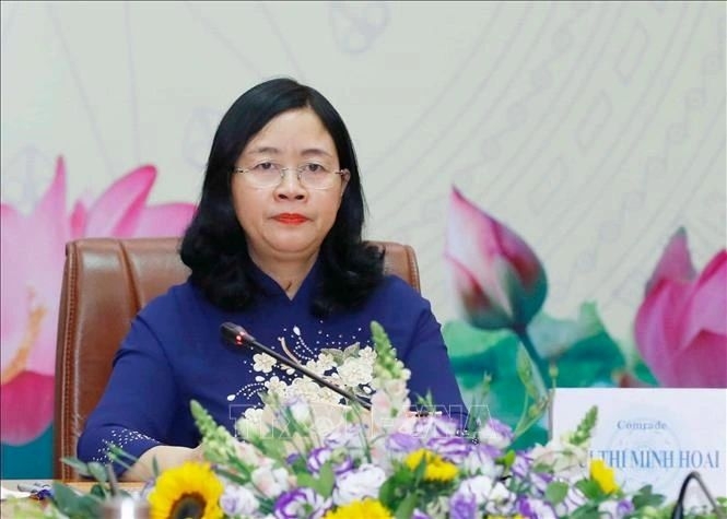 Politburo member Bui Thi Minh Hoai, Secretary of the Party Central Committee, Secretary of the Party Committee of the Vietnam Fatherland Front and Central Mass Organisations, and President of the VFF Central Committee