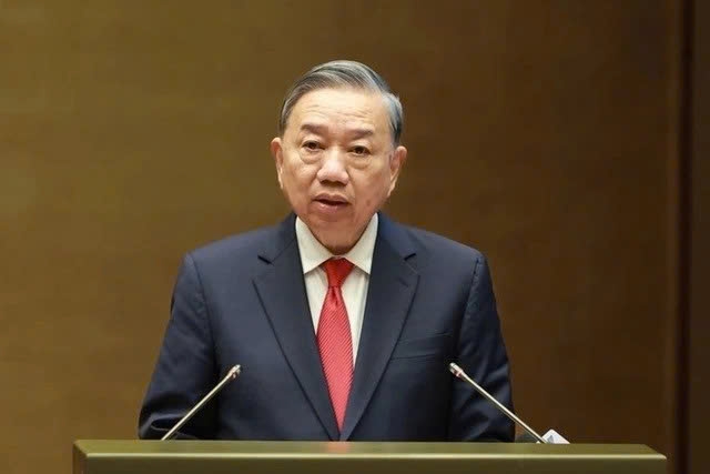 To Lam, General Secretary of the Communist Party of Vietnam Central Committee, speaks at a national conference to implement the Resolution of the 14th National Party Congress