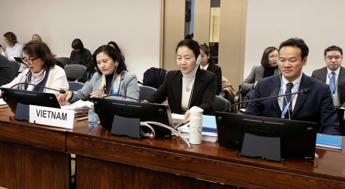 Members of the Vietnamese delegation at the UN CEDAW review in Geneva, Switzerland on February 3