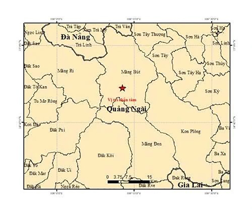 Earthquakes recorded in Quang Ngai province are typically below magnitude 5.0 and have not resulted in casualties