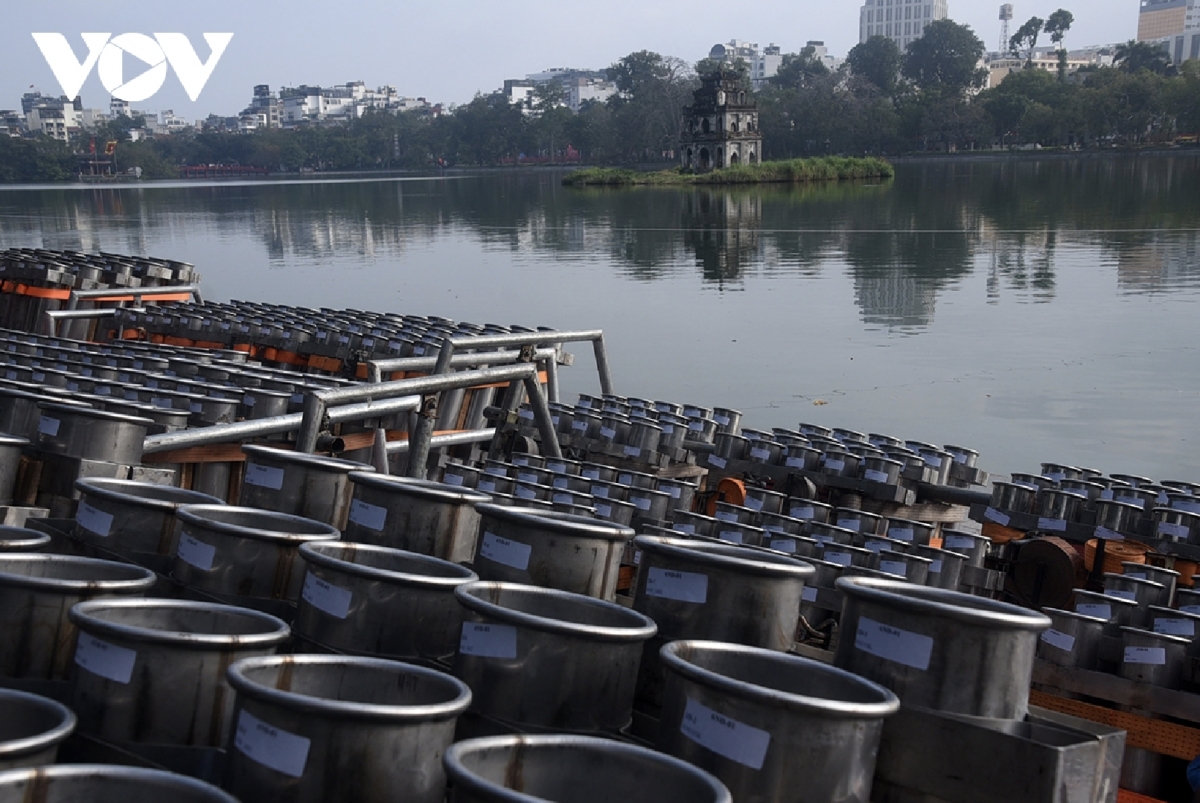 Fireworks launch tubes have been installed.