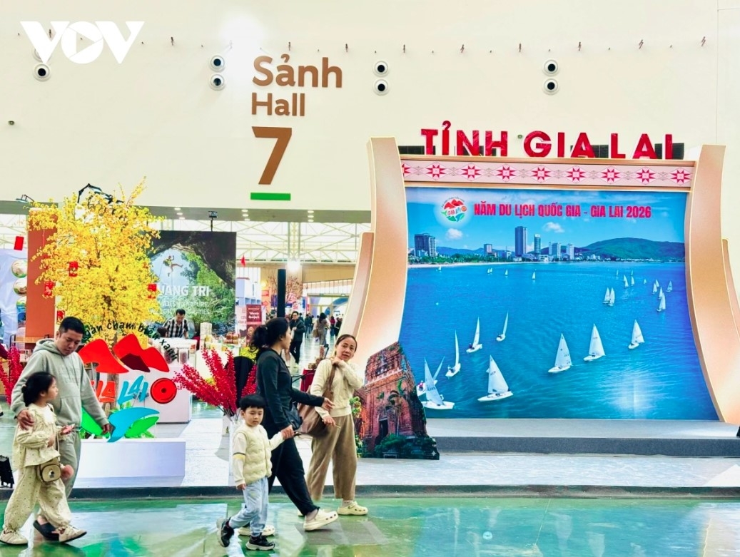 A pavilion promotes Gia Lai Province’s tourism products at the fair 