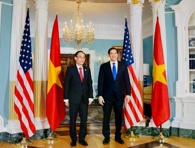 Vietnamese Minister of Foreign Affairs Le Hoai Trung (L) and US Secretary of State Marco Rubio in Washington D.C. on February 19. (Source: MoFA)