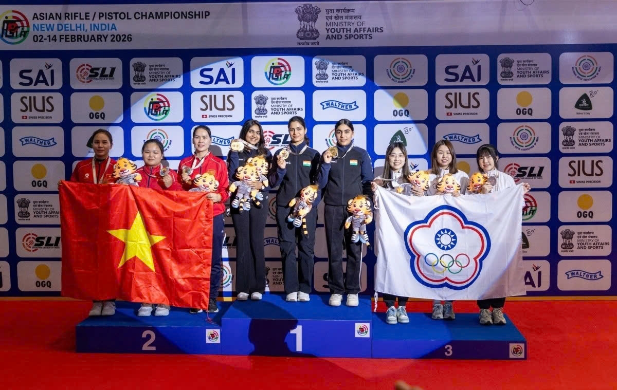 Vietnamese national team shines at the Asian Rifle/Pistol Championship 2026. (Photo: NRAI)