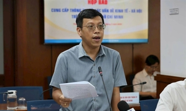 Nguyen Hoang Anh, deputy head of the General Policy Division at the HCM City Department of Finance, speaks at a press briefing last week. — VNA/VNS Photo