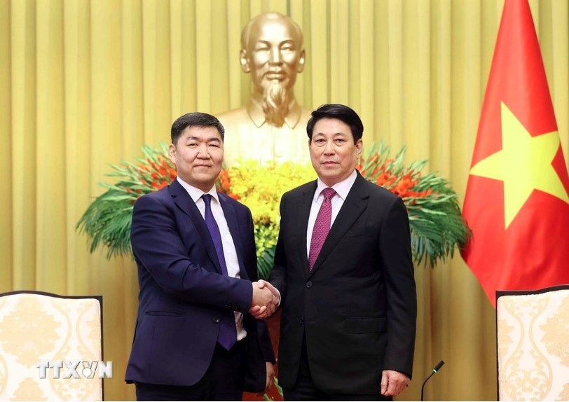 President Luong Cuong welcomes Chief Justice of the Supreme Court of Mongolia Ganzorig Damdin  (Photo: VNA)
