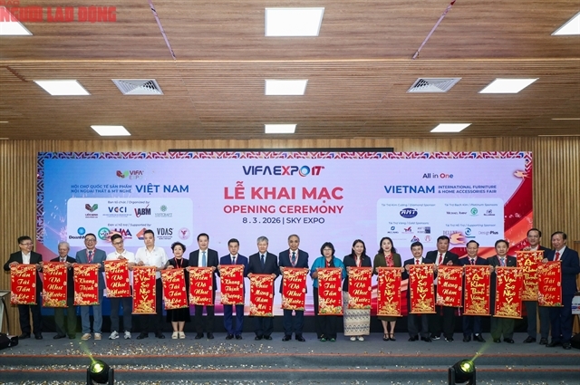 The opening ceremony of the Vietnam International Furniture and Home Accessories Fair 2026 (VIFA EXPO 2026) at SKY EXPO at Quang Trung Software City in HCM City on March 8. (Photo courtesy of the organiser)