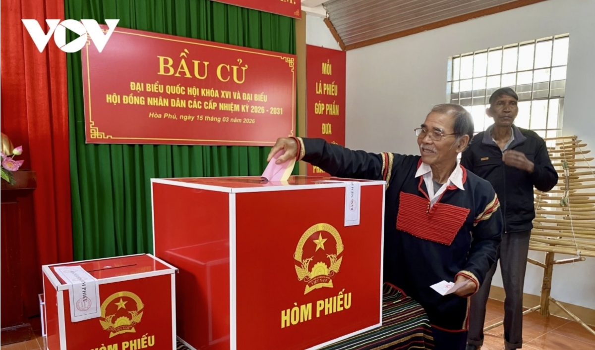 A polling station in Dak Lak province on election day