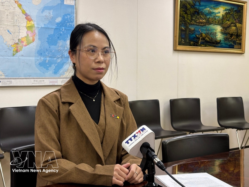 Do Thi Minh Phuong, secretary-general of the union of Vietnamese associations in Japan, in an interview with Vietnam News Agency correspondents in Tokyo.