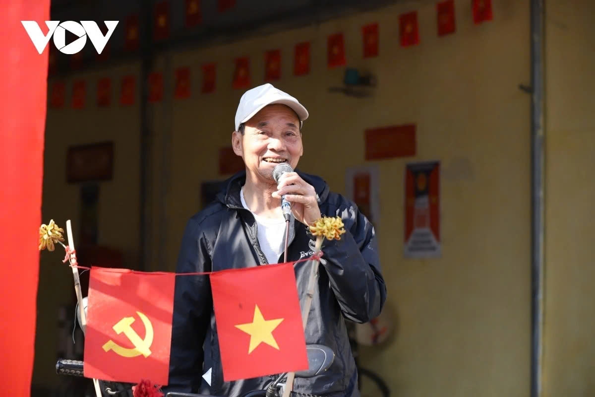 Election information is broadcast through local loudspeaker systems.