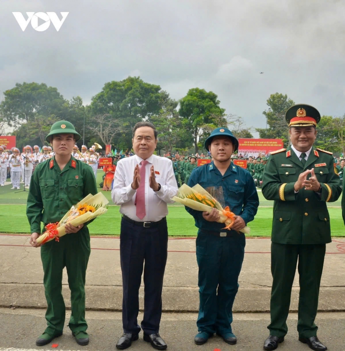 Politburo member and National Assembly Chairman Tran Thanh Man attends the 2026 conscription handover ceremony in Ho Chi Minh City on March 4.