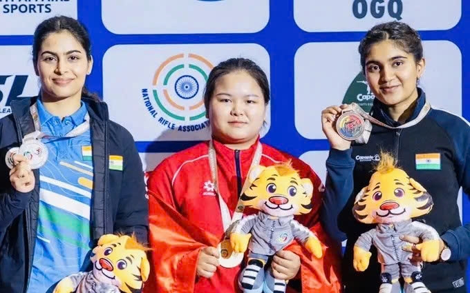 Nguyen Thuy Trang wins gold in the women’s 25m sport pistol at the 2026 Asian Rifle and Pistol Championships. (Photo: ISSF)