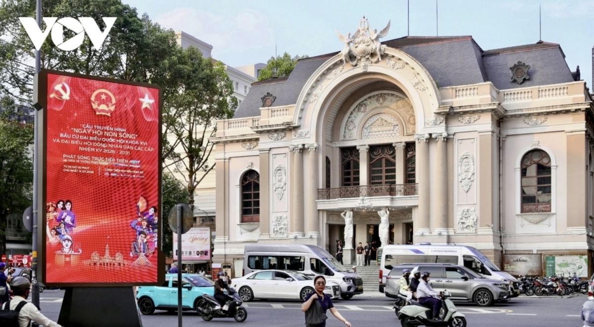 Large LED screens at busy locations such as major intersections, parks and main roads continuously display messages promoting the upcoming election.