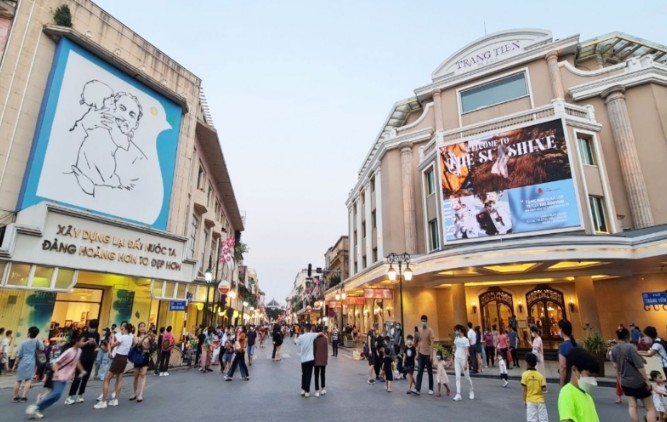 A pedestrian street in central Hanoi