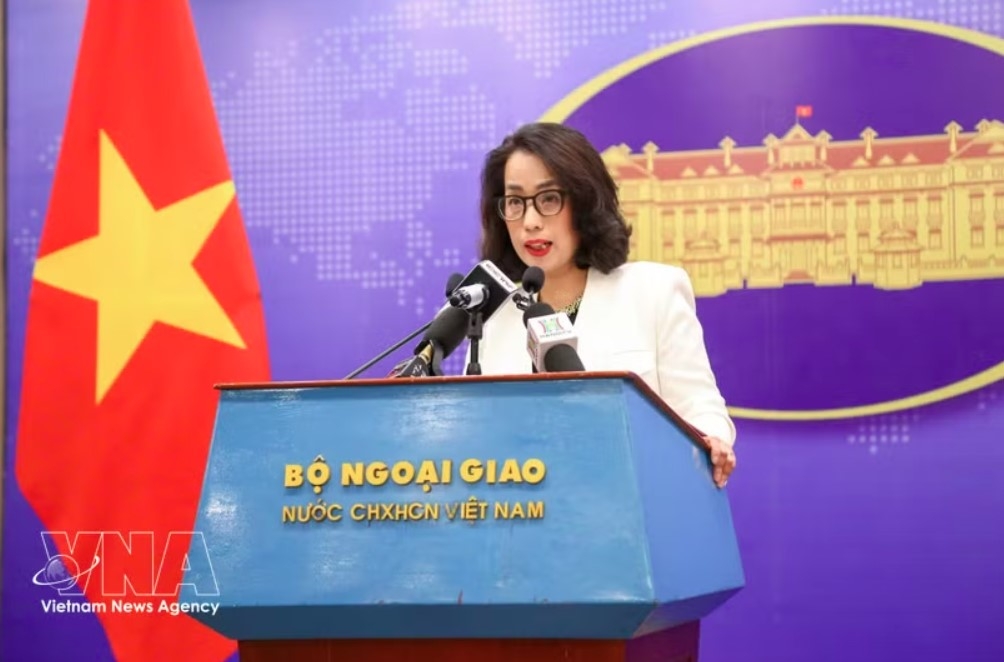 Spokesperson of the Ministry of Foreign Affairs Pham Thu Hang speaks at the ministry’s regular press briefing on April 23 (Photo: VNA)