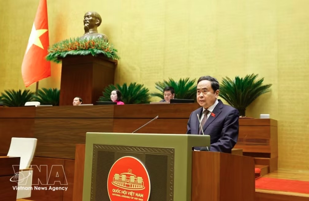 NA Chairman Tran Thanh Man speaks at the closing session. (Photo: VNA)