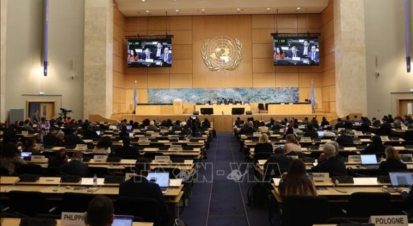 A discussion session at the 61st regular session of the United Nations Human Rights Council
( Photo: VNA)