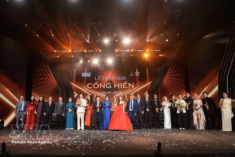 Participants in the 20th Cong hien (Devotion) Awards presentation ceremony in Hanoi on April 15