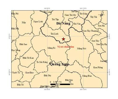 Map of the epicenter of the magnitude 2.9 earthquake recorded at 7:16 a.m. on April 22. (Photo: the Institute of Earth Sciences)