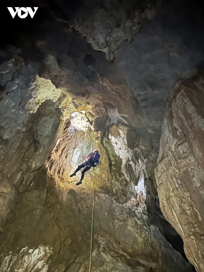 Experts use rope access to explore Chac Den Cave.