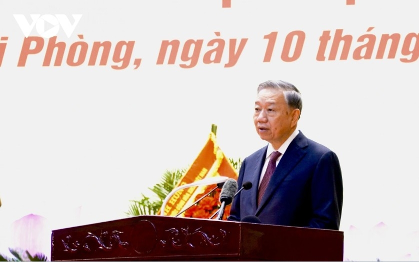 Party General Secretary, State President and Secretary of the Central Military Commission To Lam speaks at the event