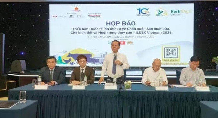 The press conference on the 10th International Livestock, Dairy, Meat Processing and Aquaculture Exposition (ILDEX Vietnam 2026) (Photo: sggp.org.vn)