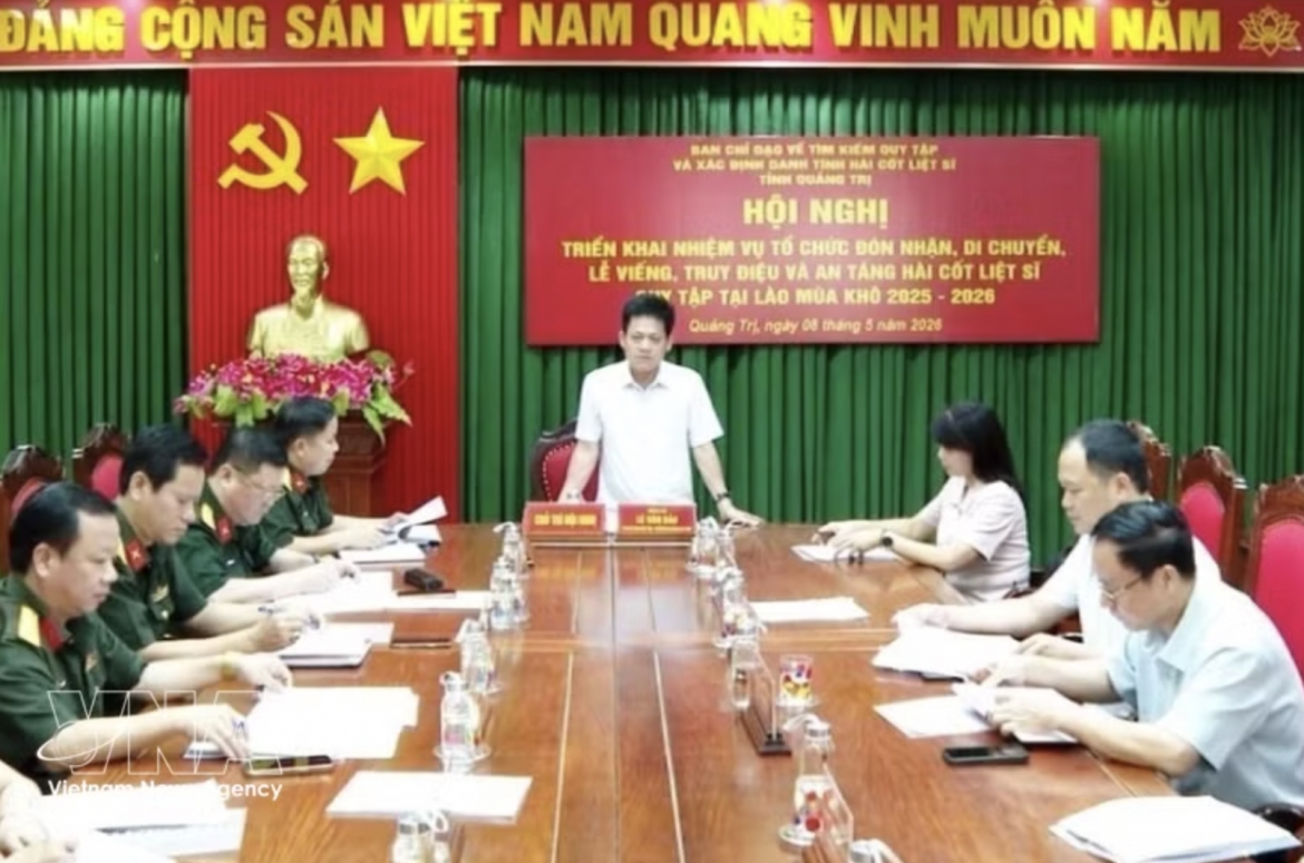 The conference held by the Quang Tri provincial Steering Committee for the Search, Collection and Identification of Martyrs’ Remains on May 8 (Photo: VNA)