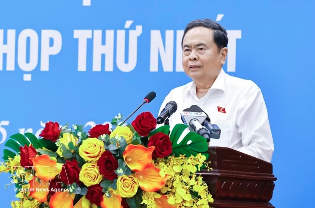National Assembly Chairman Tran Thanh Man speaks at the meeting with voters in Ho Chi Minh City’s Hoc Mon commune on May 4. (Photo: VNA)