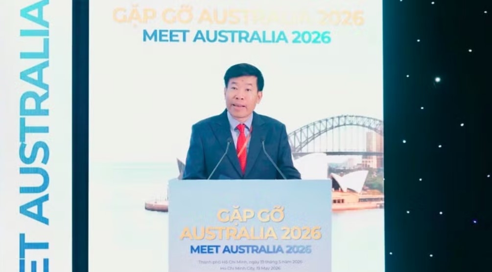 Deputy Minister of Foreign Affairs Nguyen Manh Cuong speaks at the event “Meet Australia” in Ho Chi Minh City on May 19 (Photo: Ministry of Foreign Affairs)