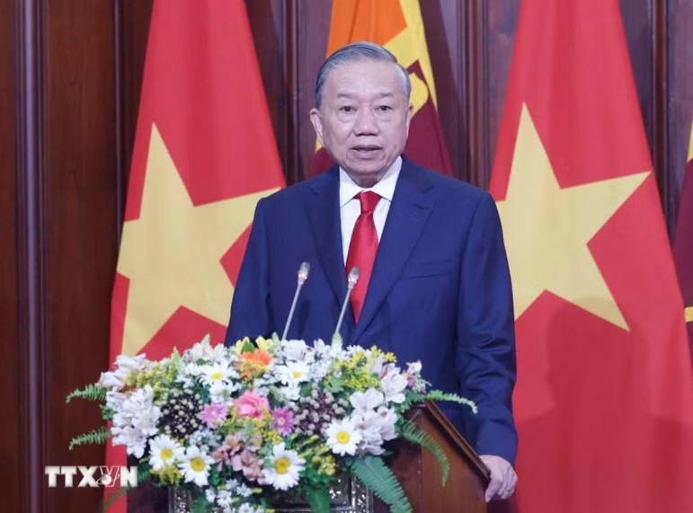  Party General Secretary and State President To Lam speaks at the event (Photo: VNA)