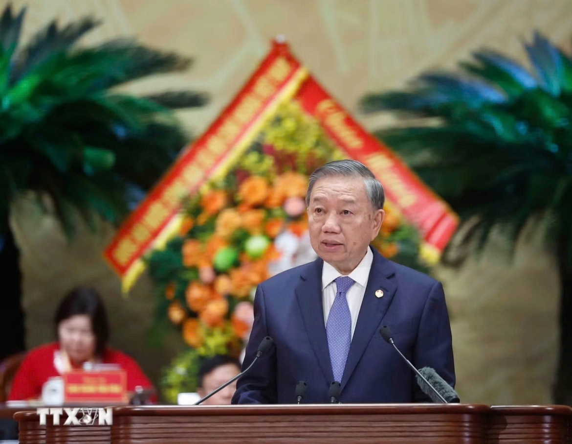 Party General Secretary and President To Lam speaks at the congress (Photo: VNA)