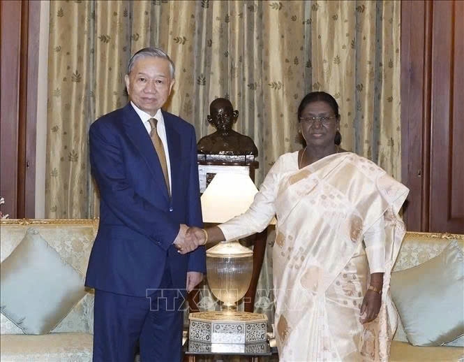 Vietnamese Party General Secretary and State President To Lam meets with Indian President Droupadi Murmu in New Delhi on May 6. (Photo: VNA)