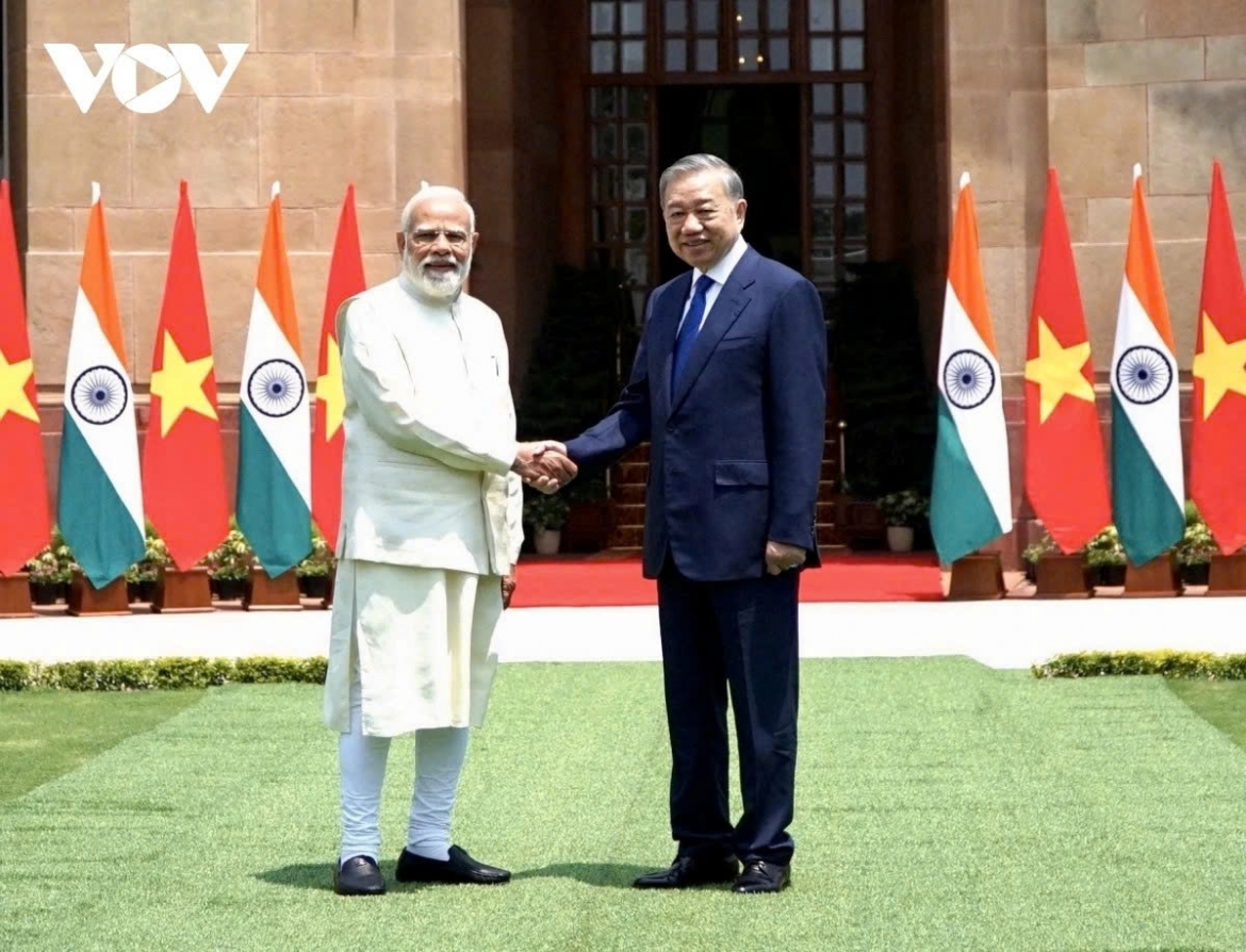 Party General Secretary and State President To Lam and Indian Prime Minister Narendra Modi hold talks in New Delhi on May 6 right after the state welcome ceremony.
