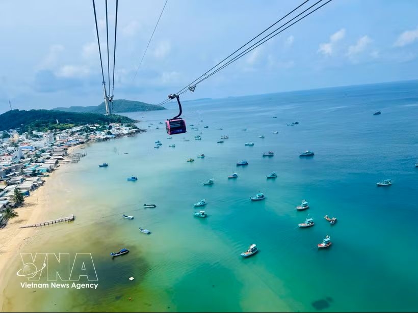 The Hon Thom cable car, the world’s longest over-sea cable system, in Phu Quoc special zone, An Giang province
