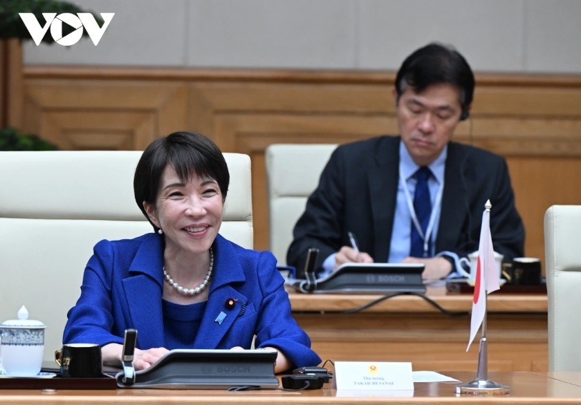 Prime Minister Sanae Takaichi speaks at the talks