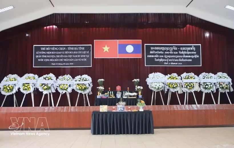 At the memorial, handover, and repatriation ceremony