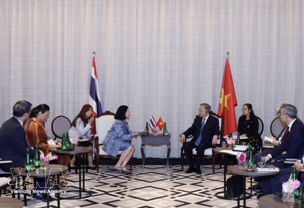 At the meeting between Party General Secretary and State President To Lam and Chadatip Chutrakul, Chief Executive Officer of Siam Piwat. (Photo: VNA)