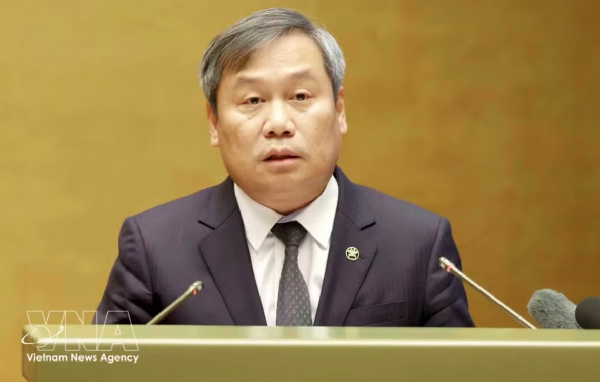 Vu Dai Thang, Chairman of the Hanoi People’s Committee, speaks at the national conference on studying, disseminating and implementing the Politburo’s Resolution No. 10-NQ/TW on developing the foreign-invested economic sector, held in Hanoi on June 30, 2026. (Photo: VNA)