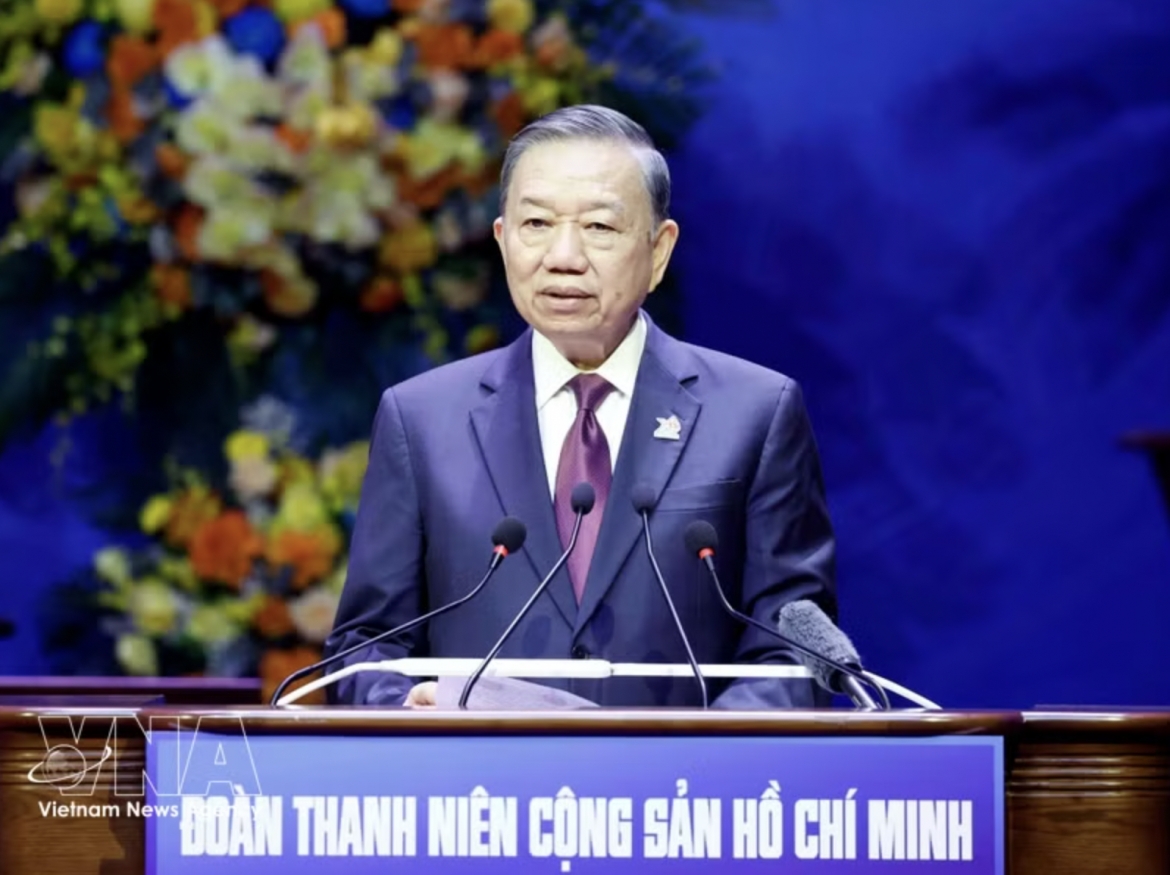 Party General Secretary and State President To Lam addresses the opening session of the 13th Ho Chi Minh Communist Youth Union National Congress for the 2026–2031 term in Hanoi on June 25 (Photo: VNA)