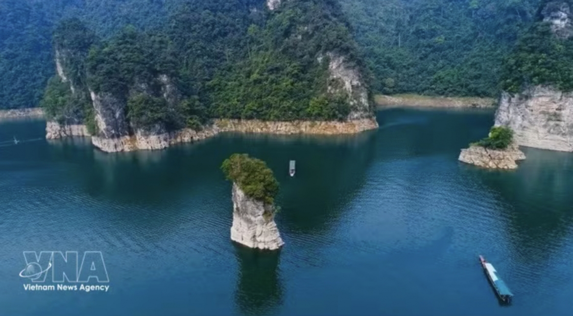 Coc Vai Pha in Tuyen Quang province's Thuong Lam commune. It is a towering limestone outcrop associated with the legend of Tai Ngao, a local hero who built a dam to save villagers from disaster.