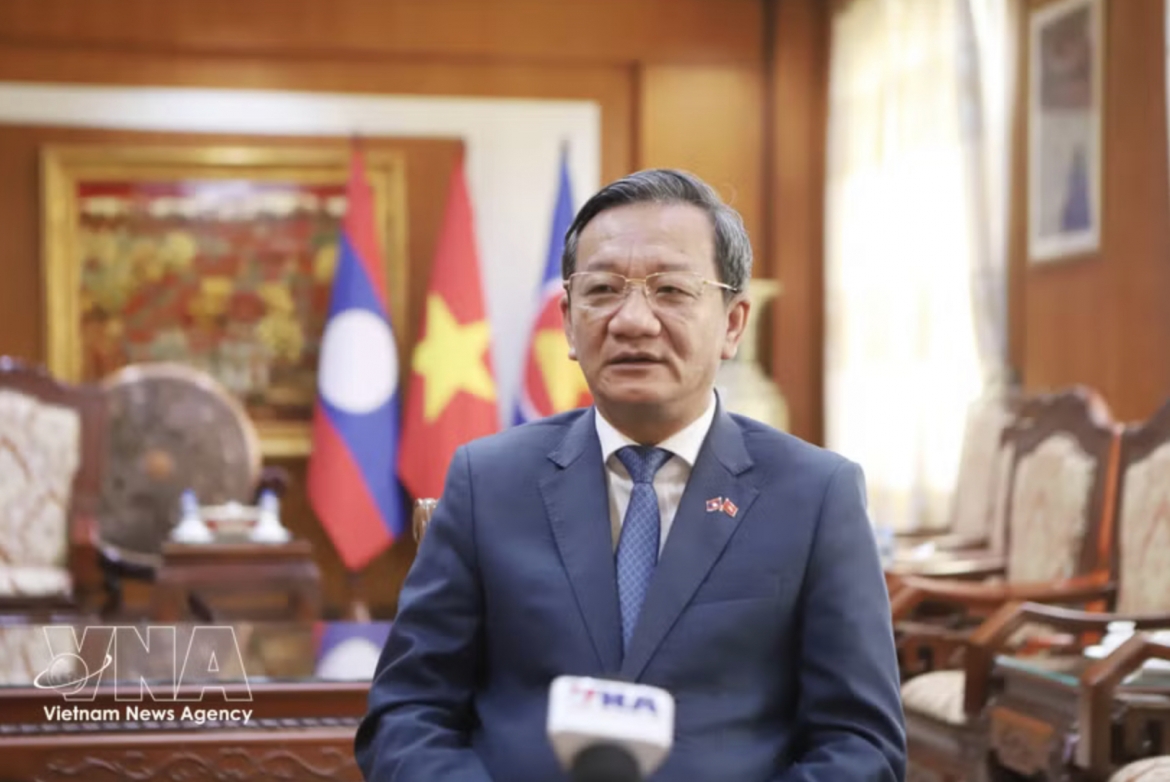 Vietnamese Ambassador to Laos Nguyen Minh Tam grants an interview to the Vietnam News Agency.