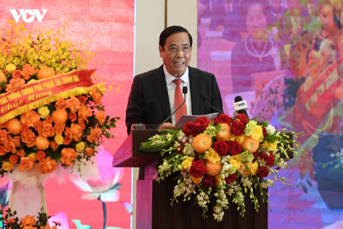 Chairman of the Vietnam Association of the Elderly Nguyen Thanh Binh speaks at the conference