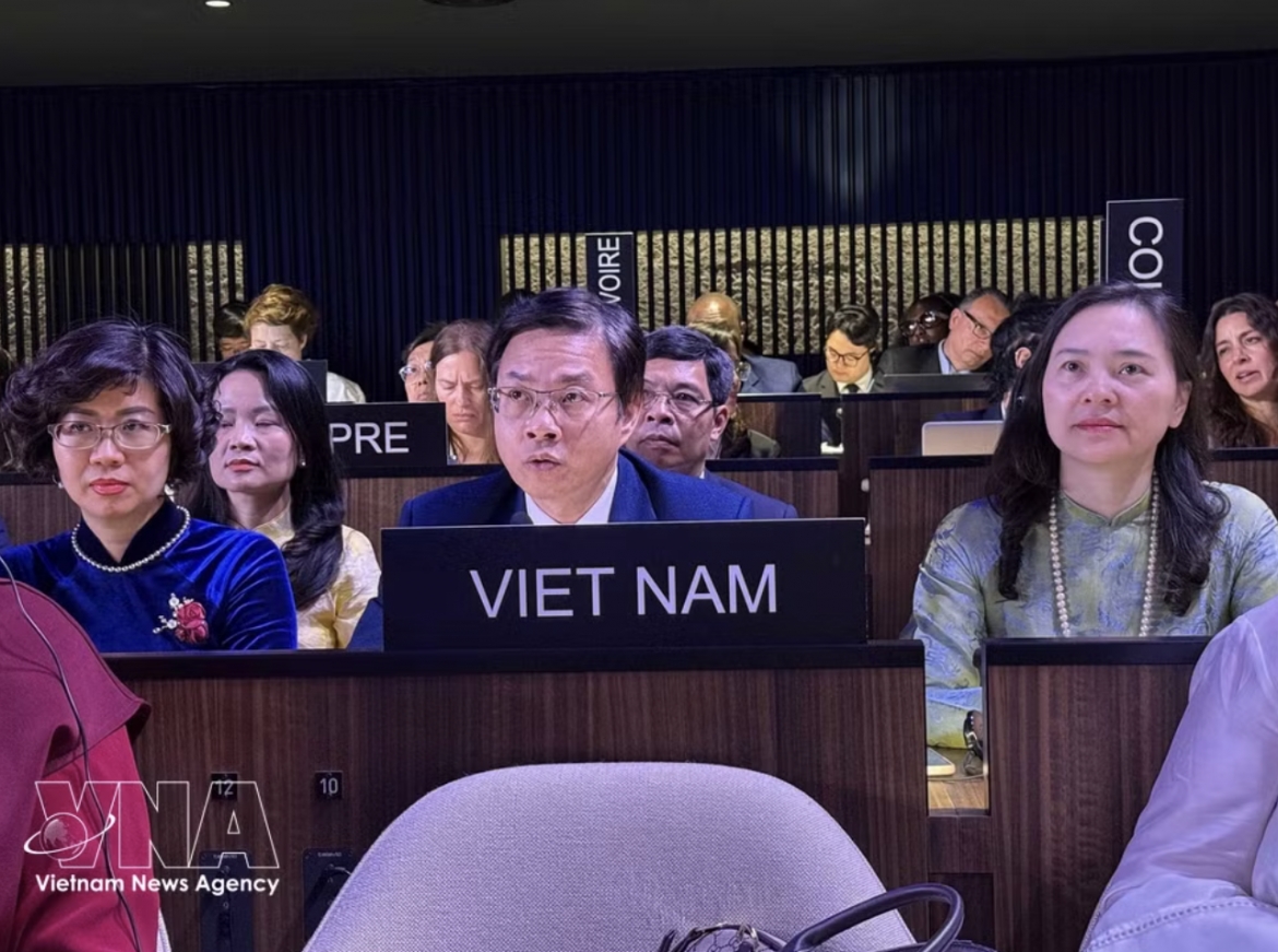 Deputy Minister of Foreign Affairs Ngo Le Van speaks at the session. (Photo: VNA)