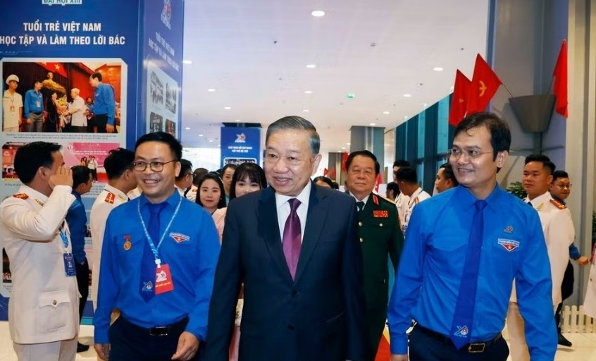 Party General Secretary and State President To Lam and delegates attend the 13th National Congress of the Ho Chi Minh Communist Youth Union (Photo: VNA)