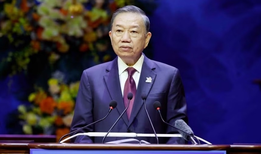 Party General Secretary and State President To Lam addresses the congress (Photo: VNA)