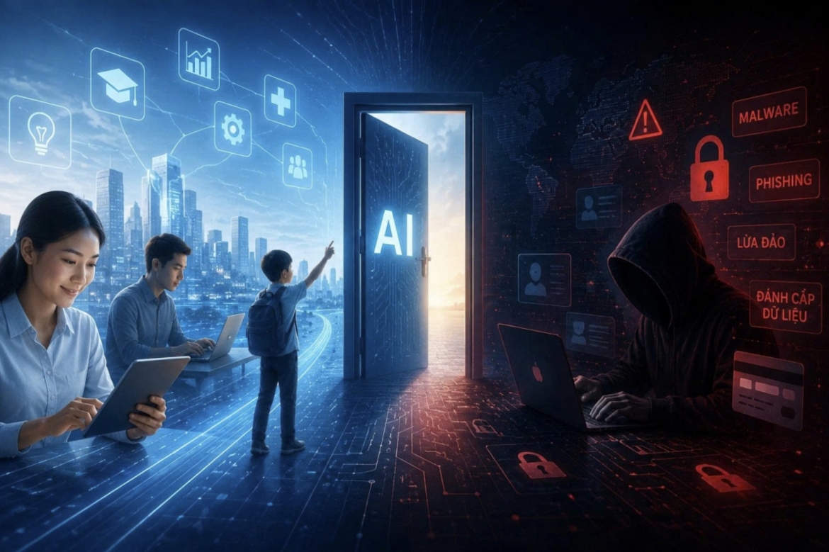 AI is accelerating digital transformation while enabling cybercriminals to launch faster and more sophisticated attacks. (Illustrative image: AI)