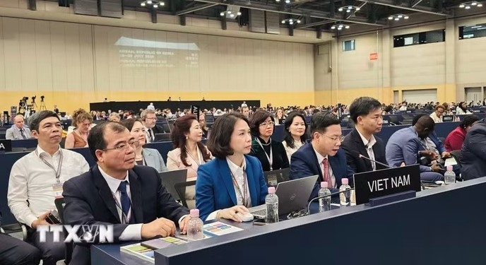 Deputy Minister of Foreign Affairs Ngo Le Van, Chairman of the Vietnam National Commission for UNESCO at the session (Photo: VNA)