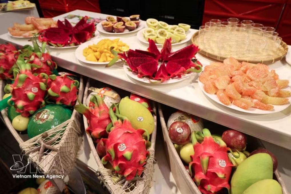 Fresh fruit products of Vietnam are introduced to German customers. (Photo: VNA)