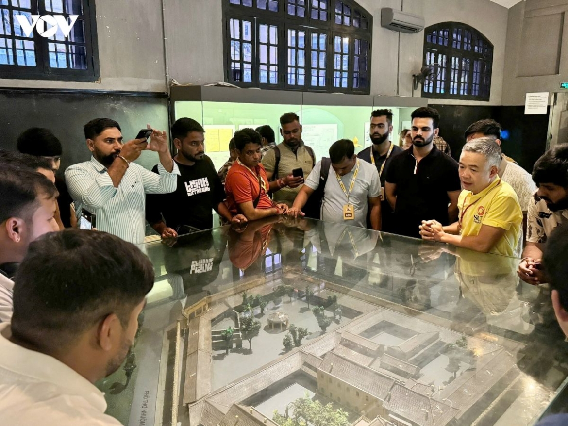 Indian visitors tour Hoa Lo Prison in Hanoi