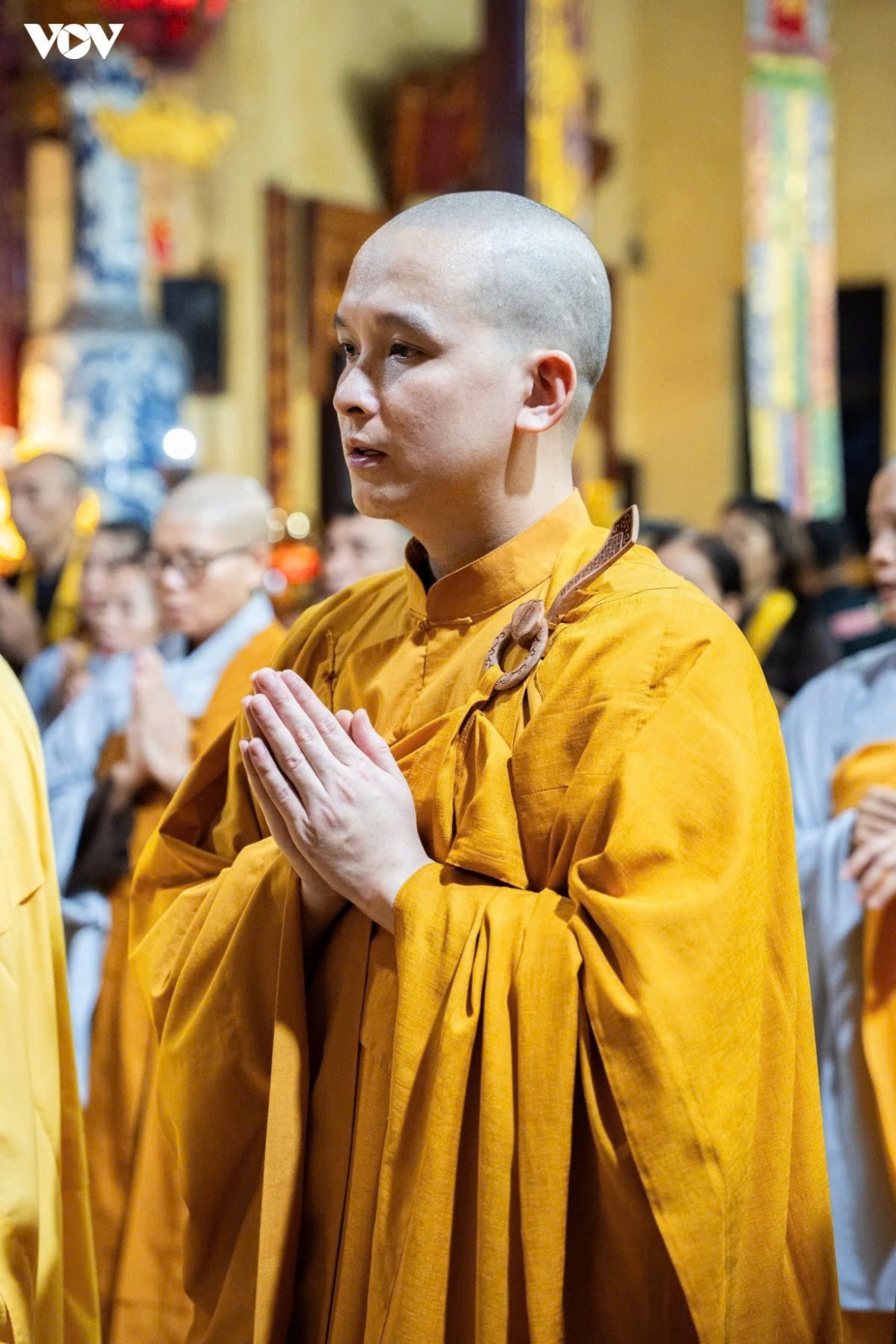 Following the bell and drum beats, the peace-praying ceremony takes place.